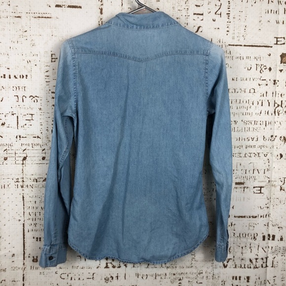 Chambray Blue Denim Button Down Shirt - Picture 5 of 5